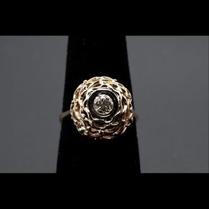 Spectacular Woven 14k Double Bezel Diamond Ring